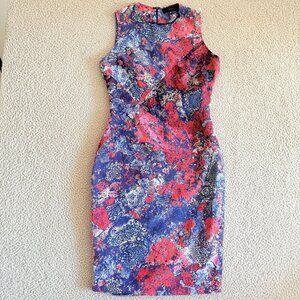 Nonoo Dress Silk Lined Fitted Pencil Wiggle Watercolor Made USA